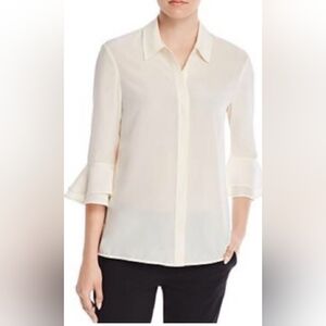 ​Tory Burch 100% Silk Arianne Blouse Cream Tiered Bell Sleeve Size 8 Old Money